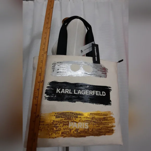 NWT KARL LAGERFELD PARIS KRISTEN CANVAS TOTE